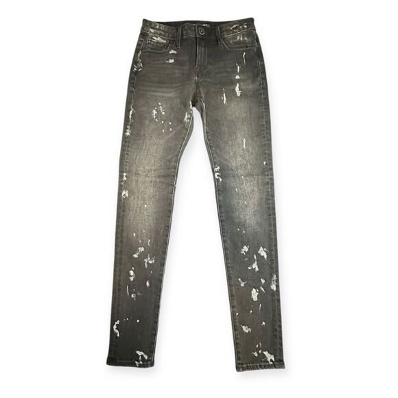 CULT OF INDIVIDUALITY Women’s C25 Gypsy High Rise Black Distressed Paint-Splatte - Picture 1 of 6